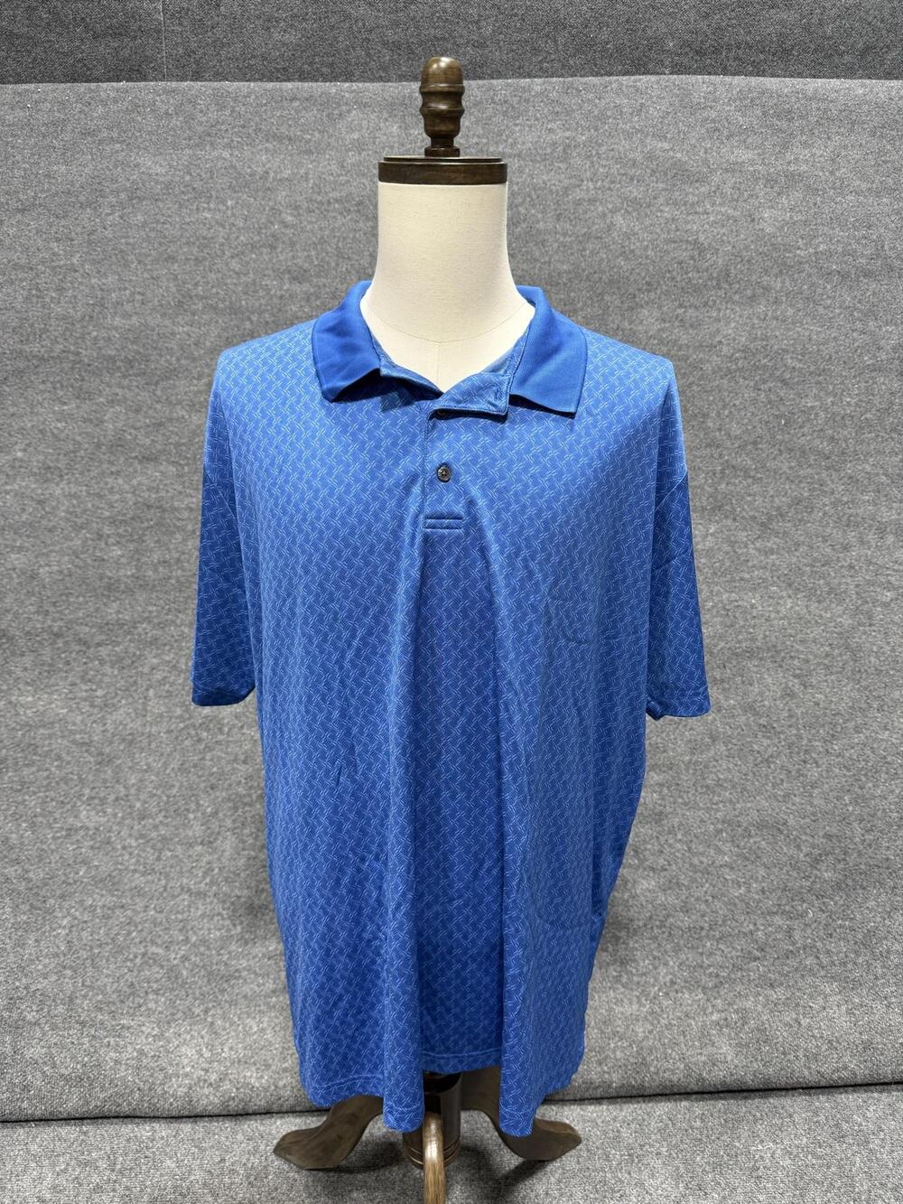 Golden Bear StayDri Polo Shirt Mens 3XL Blue Geometric Golf Performance Knit Top